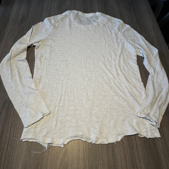 ATM Long Sleeve Destroyed Wash Crew in White Slub Jersey Knit Peru Medium - Picture 4 of 6
